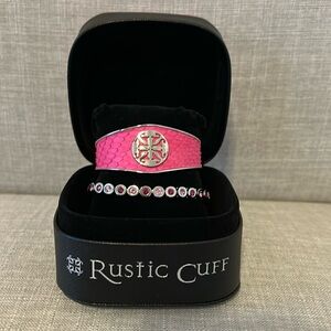 Rustic Cuff Hot Pink Bracelet Set